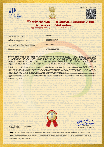 Patent Certificate 202141058737